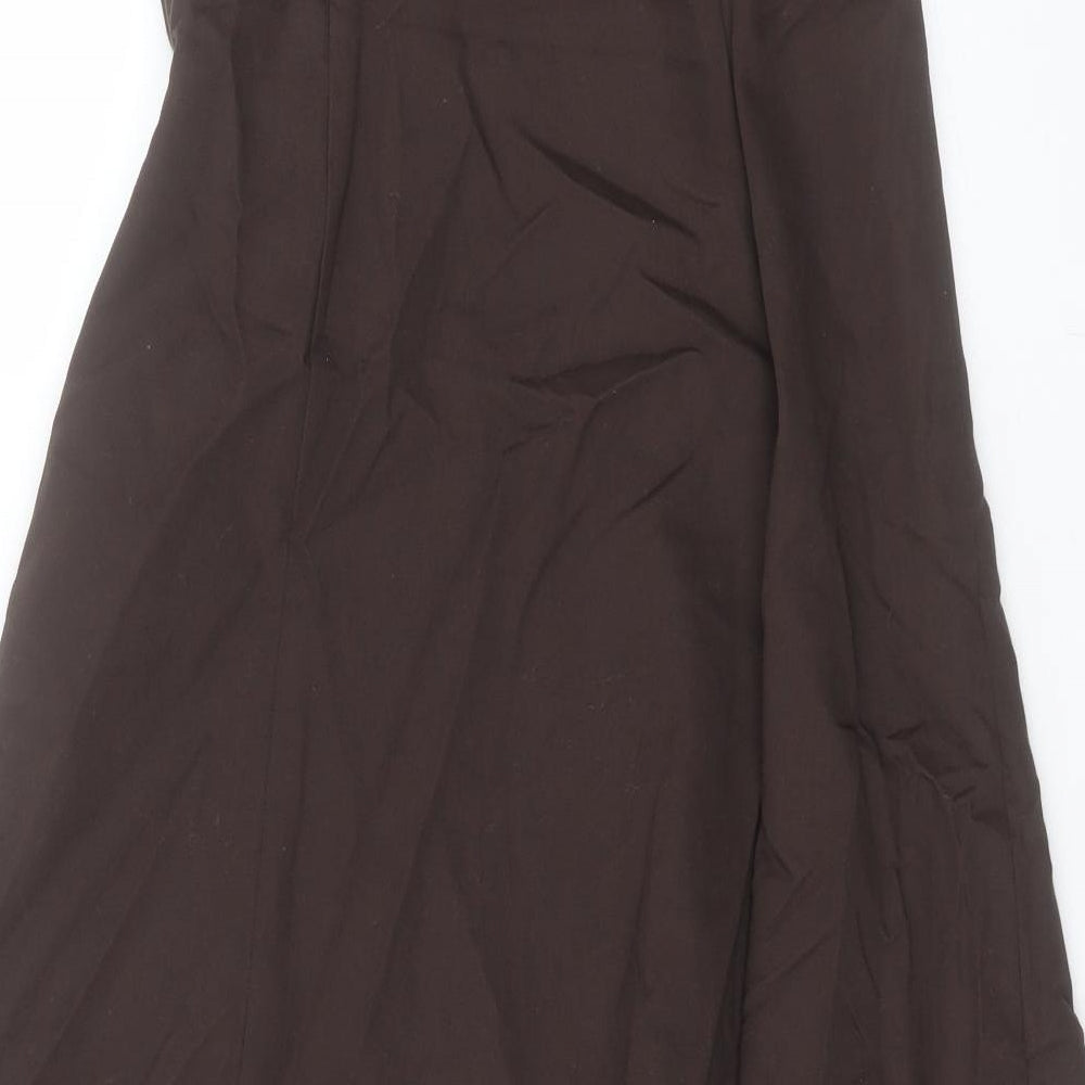 RJR.John Rocha Womens Brown Floral Cotton A-Line Size 10 Sweetheart Zip - Attachable Straps