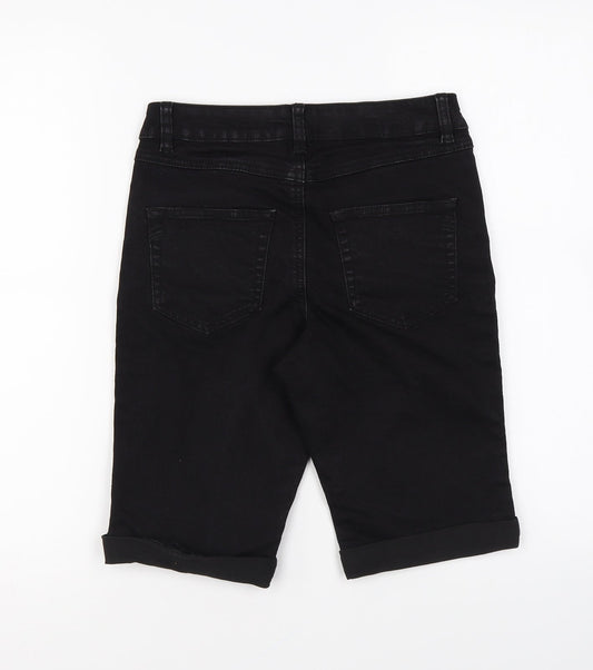 George Womens Black Cotton Compression Shorts Size 8 L9 in Regular Zip