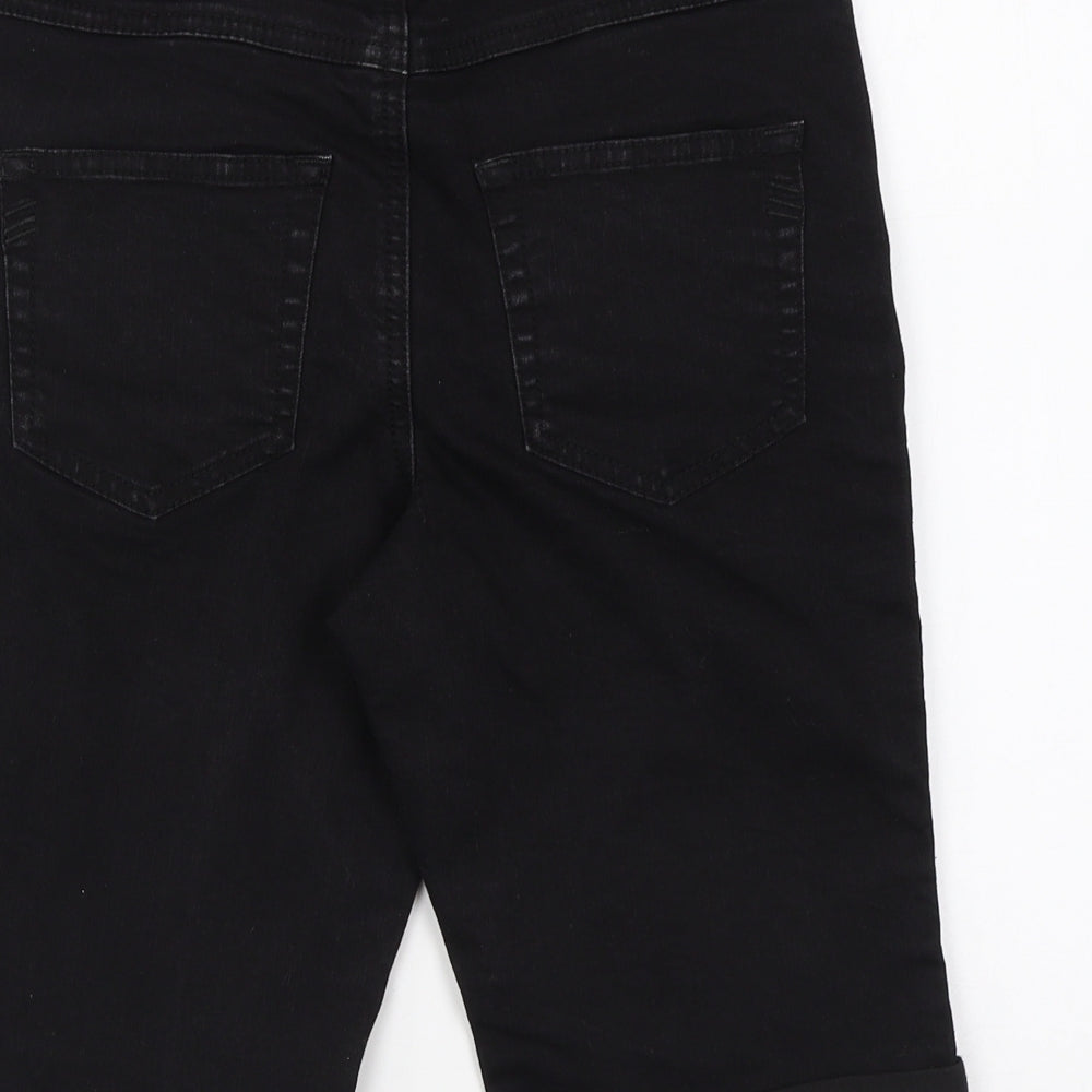 George Womens Black Cotton Compression Shorts Size 8 L9 in Regular Zip