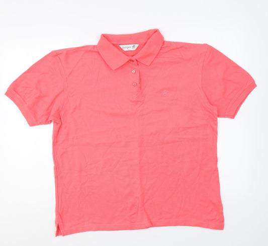 Womens UK Size L Jumper Pink Basic Polo