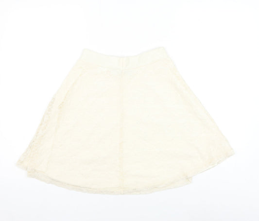 H&M Womens White Polyamide Skater Skirt Size XS