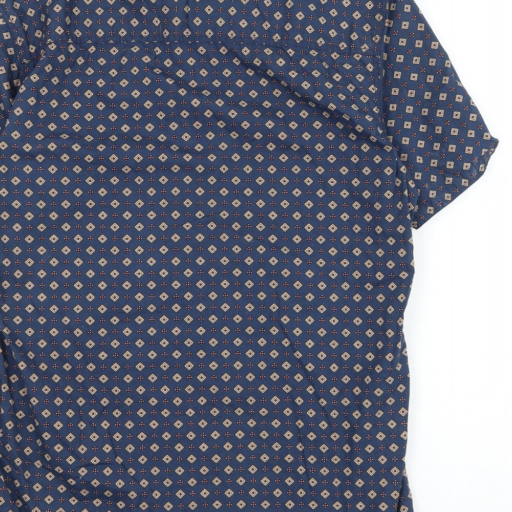 Mens UK Size S NEXT Blue Button-Up Short Sleeve Casual Shirt