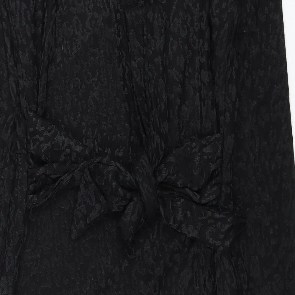 F&F Womens Black Animal Print Viscose Shift Size 8 V-Neck Pullover - Leopard Print