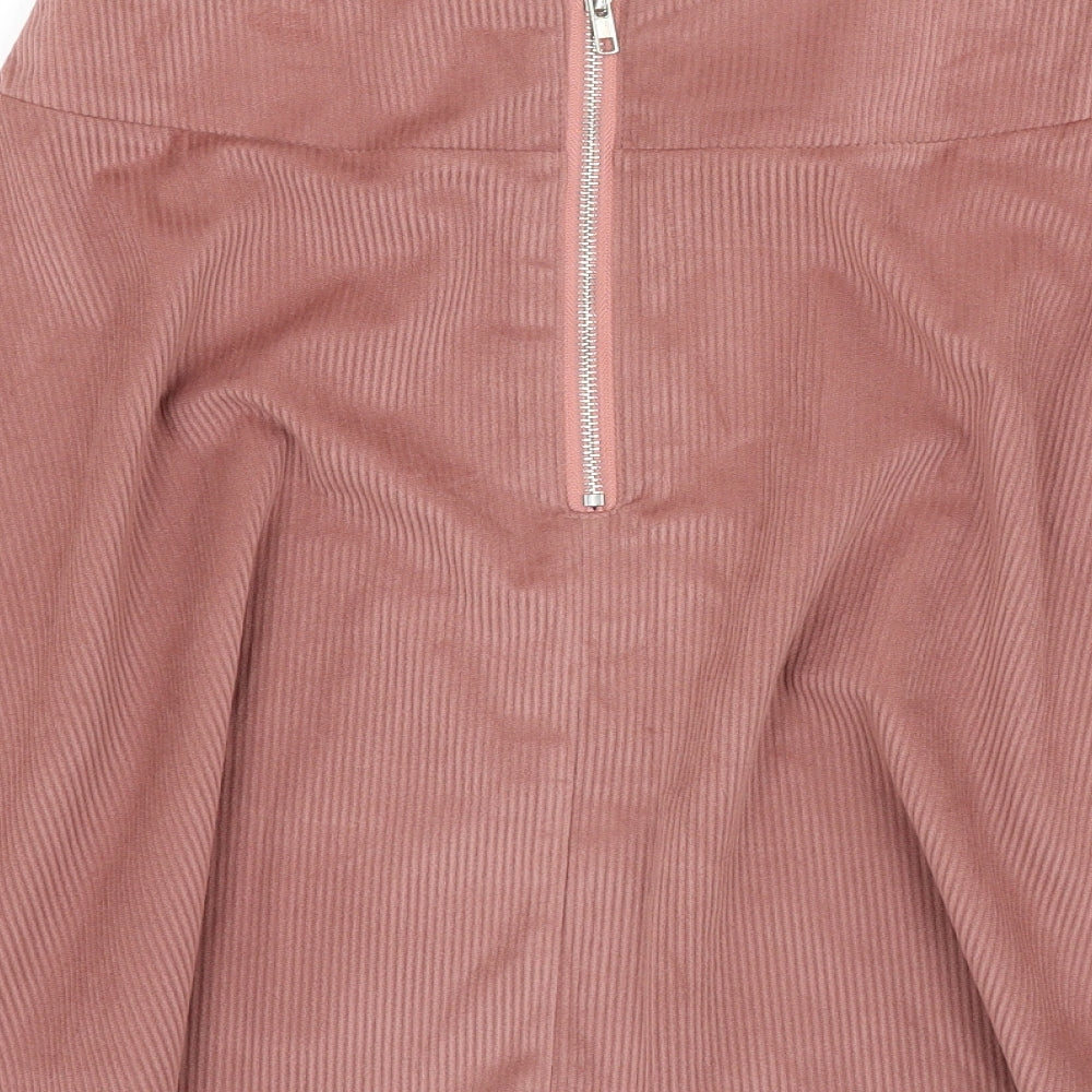 SheIn Womens Pink Polyester Skater Skirt Size M Zip