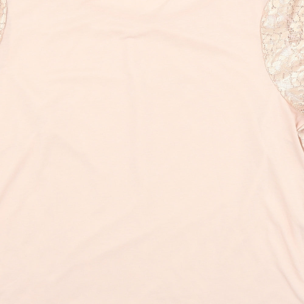 George Womens Pink Floral Polyester Basic Blouse Size 16 Round Neck