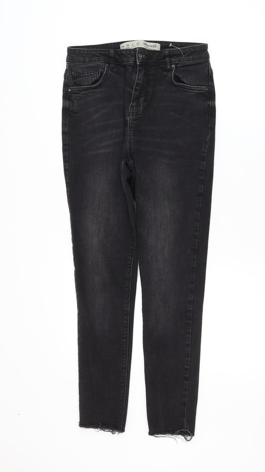 Primark Womens Black Cotton Skinny Jeans Size 10 L25 in Regular Zip