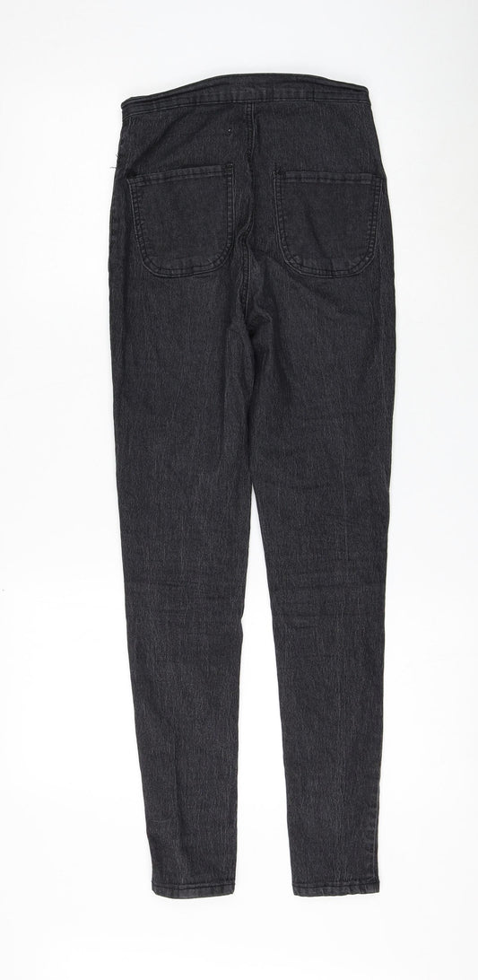 PRETTYLITTLETHING Womens Black Cotton Skinny Jeans Size 6 L27 in Regular Zip