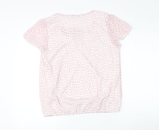 Bonmarché Womens Pink Animal Print Polyester Basic Blouse Size 12 Scoop Neck - Leopard Print