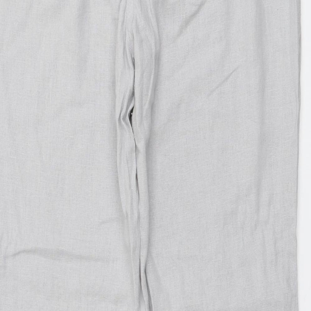 FunMum Womens Grey Linen Trousers Size M L29 in Regular Button