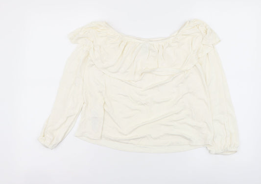 Womens UK Size 12 New Look Ivory Cropped Blouse