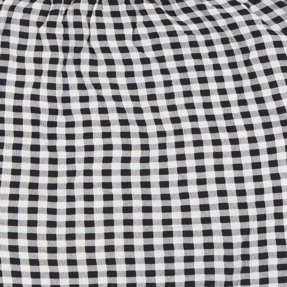 George Womens Grey Check Viscose Basic Blouse Size 8 Off the Shoulder