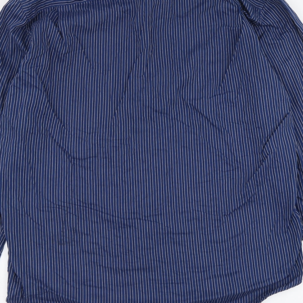 Westbury Mens Blue Striped Cotton Button-Up Size L Collared Button