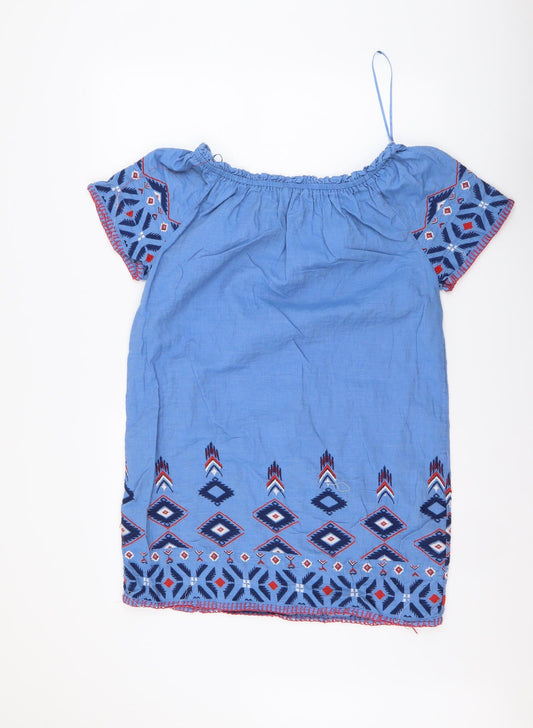 TU Womens Blue Cotton Sheath Size 12 Off the Shoulder Pullover