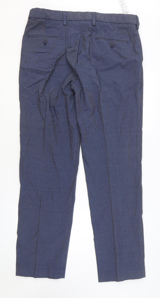 Kirkland Mens Blue Cotton Trousers Size 36 in L32 in Regular Zip