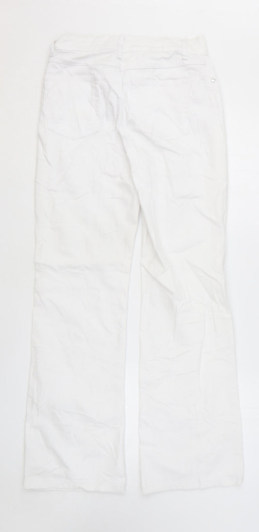 Per Una Womens White Cotton Straight Jeans Size 8 L29 in Regular Zip