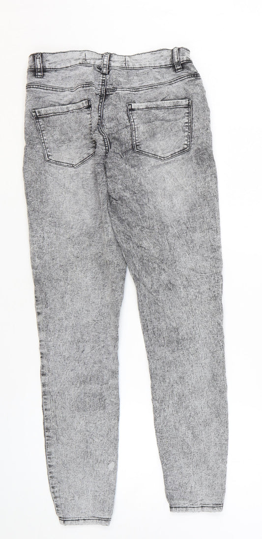 Denim & Co. Womens Grey Cotton Skinny Jeans Size 10 L27 in Regular Zip