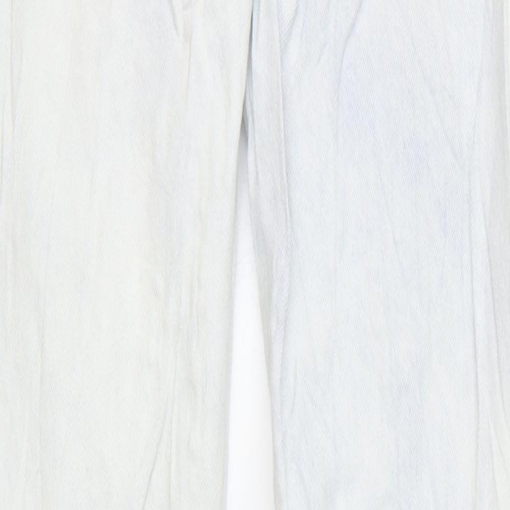 Bershka Womens Blue Cotton Straight Jeans Size 4 L31 in Regular Zip