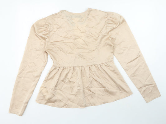 Womens UK Size 12 Missguided Beige Basic Blouse