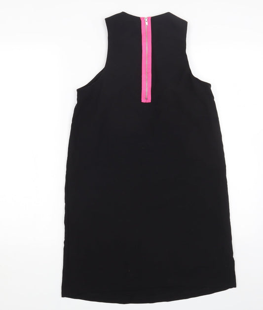Miss Selfridge Womens Black Polyester Sheath Size 8 Round Neck Zip