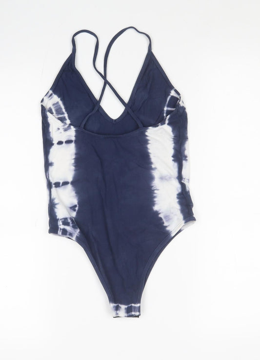 Topshop Womens Blue Tie Dye Cotton Bodysuit One-Piece Size 8 Snap