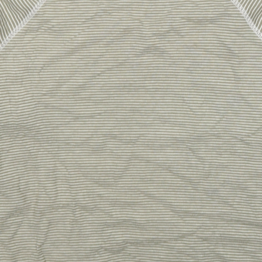 Liz Claiborne Womens Green Round Neck Striped Cotton Pullover Jumper Size L