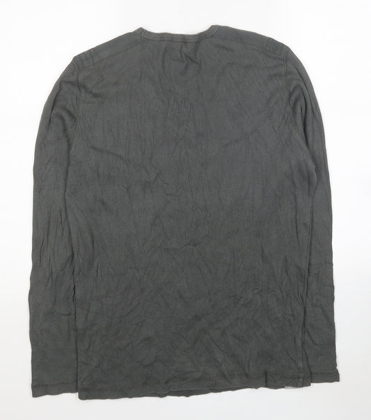 Burton Mens Grey V-Neck Cotton Pullover Jumper Size L