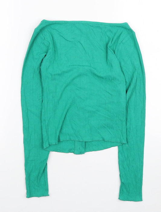 Womens UK Size XS Dunnes Stores Green Cropped Button-Up