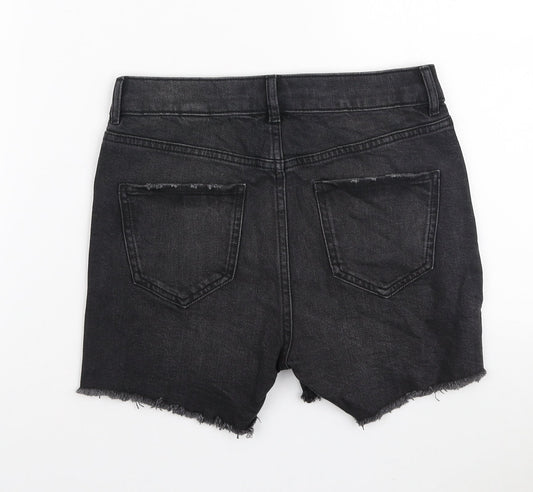 Marks and Spencer Womens Black Cotton Bermuda Shorts Size 6 L3 in Regular Zip
