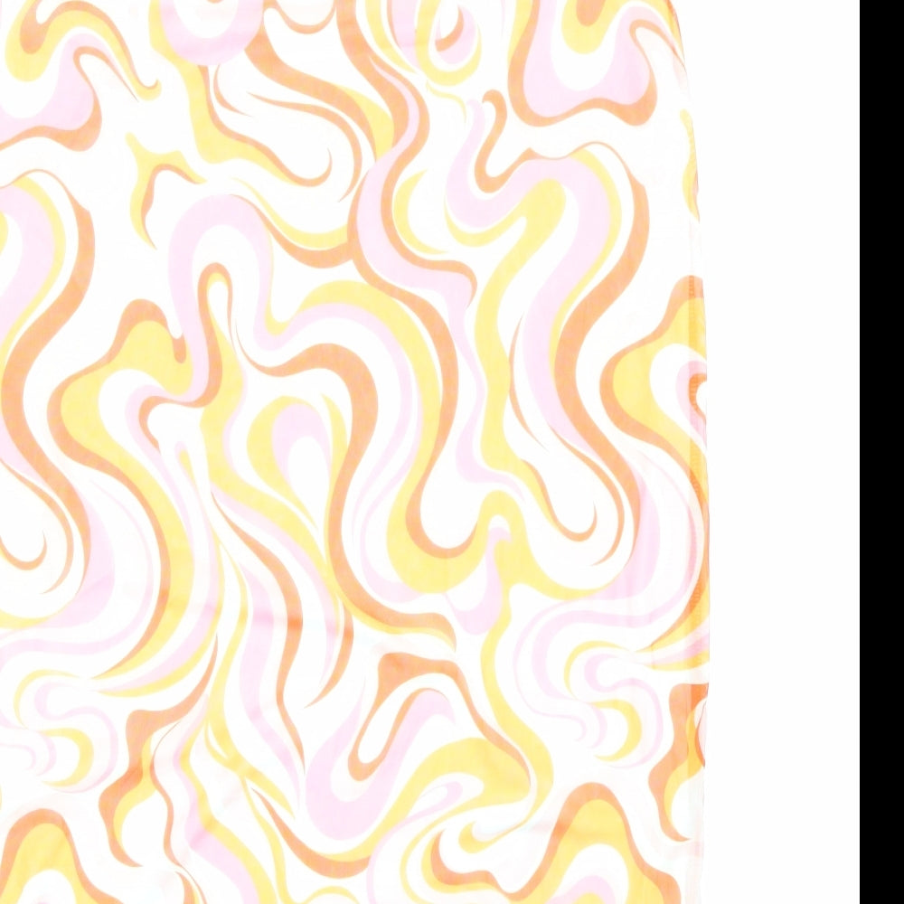 H&M Womens Multicoloured Geometric Polyester Straight & Pencil Skirt Size M Drawstring