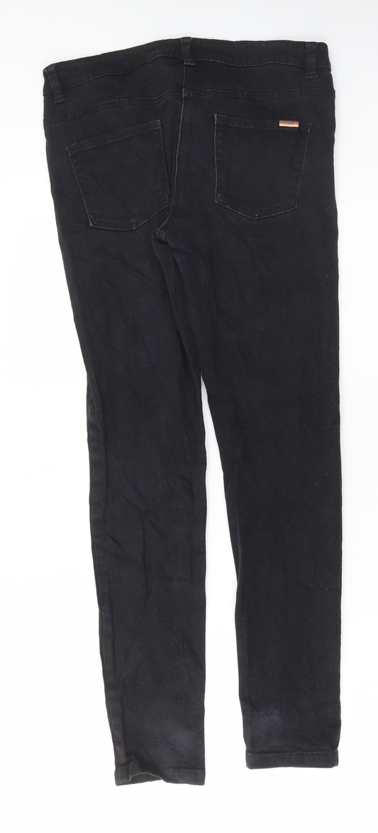 NEXT Womens Black Cotton Skinny Jeans Size 10 L28 in Regular Button