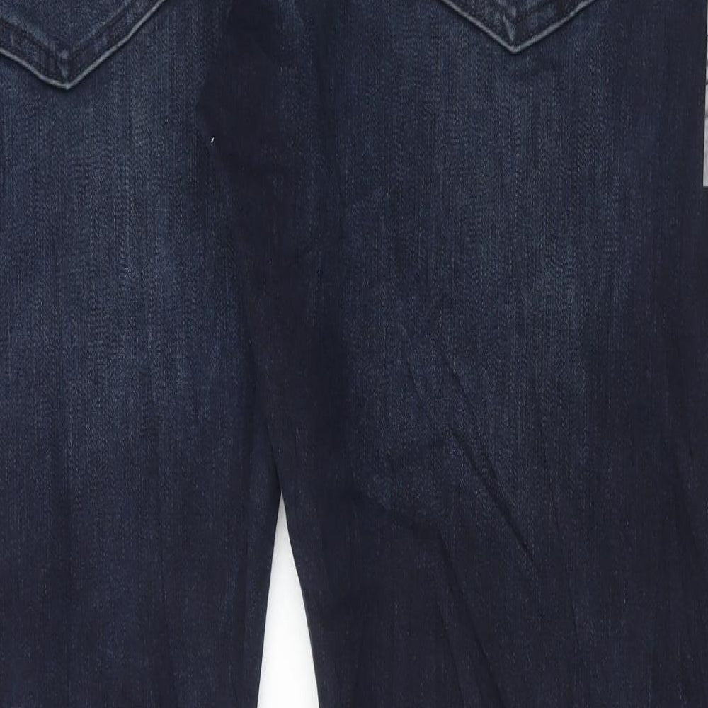 Marks and Spencer Mens Blue Cotton Straight Jeans Size 42 in L31 in Regular Button