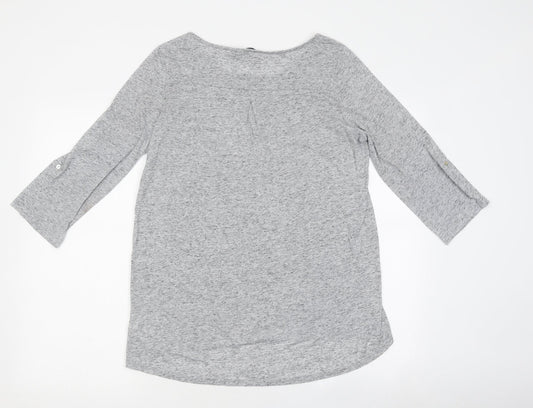 F&F Womens Grey Polyester Basic T-Shirt Size 14 Round Neck - Pocket