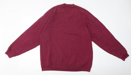 Preworn Mens Purple Round Neck Polyester Pullover Jumper Size L