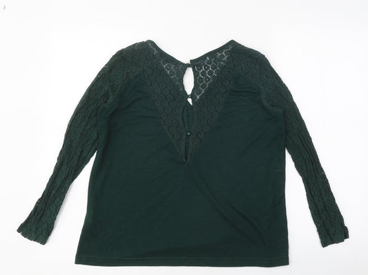 SheIn Womens Green Polyester Basic T-Shirt Size M Round Neck