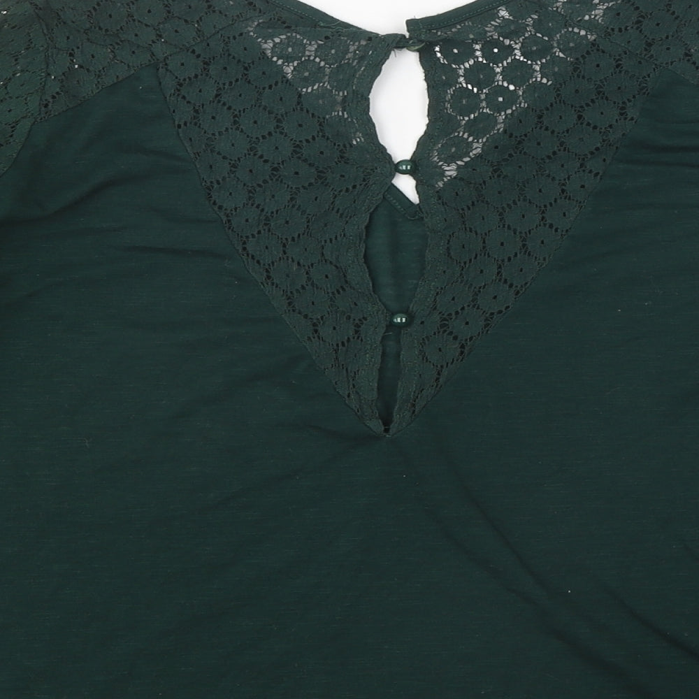 SheIn Womens Green Polyester Basic T-Shirt Size M Round Neck