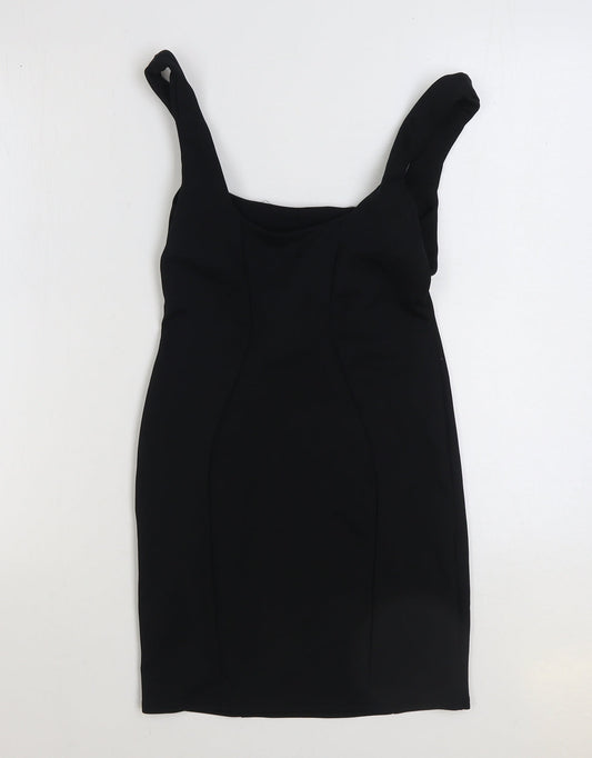 ASOS Womens Black Polyester Bodycon Size 8 Square Neck Pullover