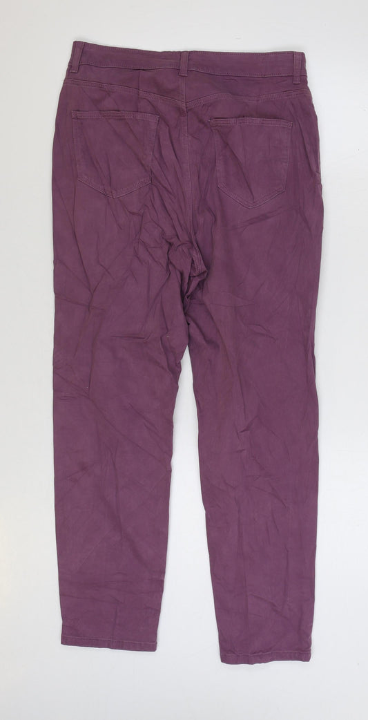 Denim & Co. Womens Purple Cotton Mom Jeans Size 12 L27 in Regular Zip