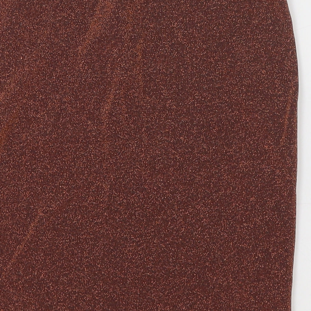 Pull&Bear Womens Orange Viscose Mini Skirt Size S