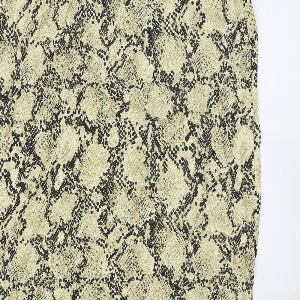 Marks and Spencer Womens Black Animal Print Polyester Flare Skirt Size 18 Drawstring - Snake Skin Print
