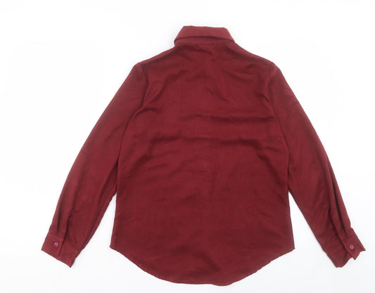 Womens UK Size 10 BHS Red Basic Button-Up