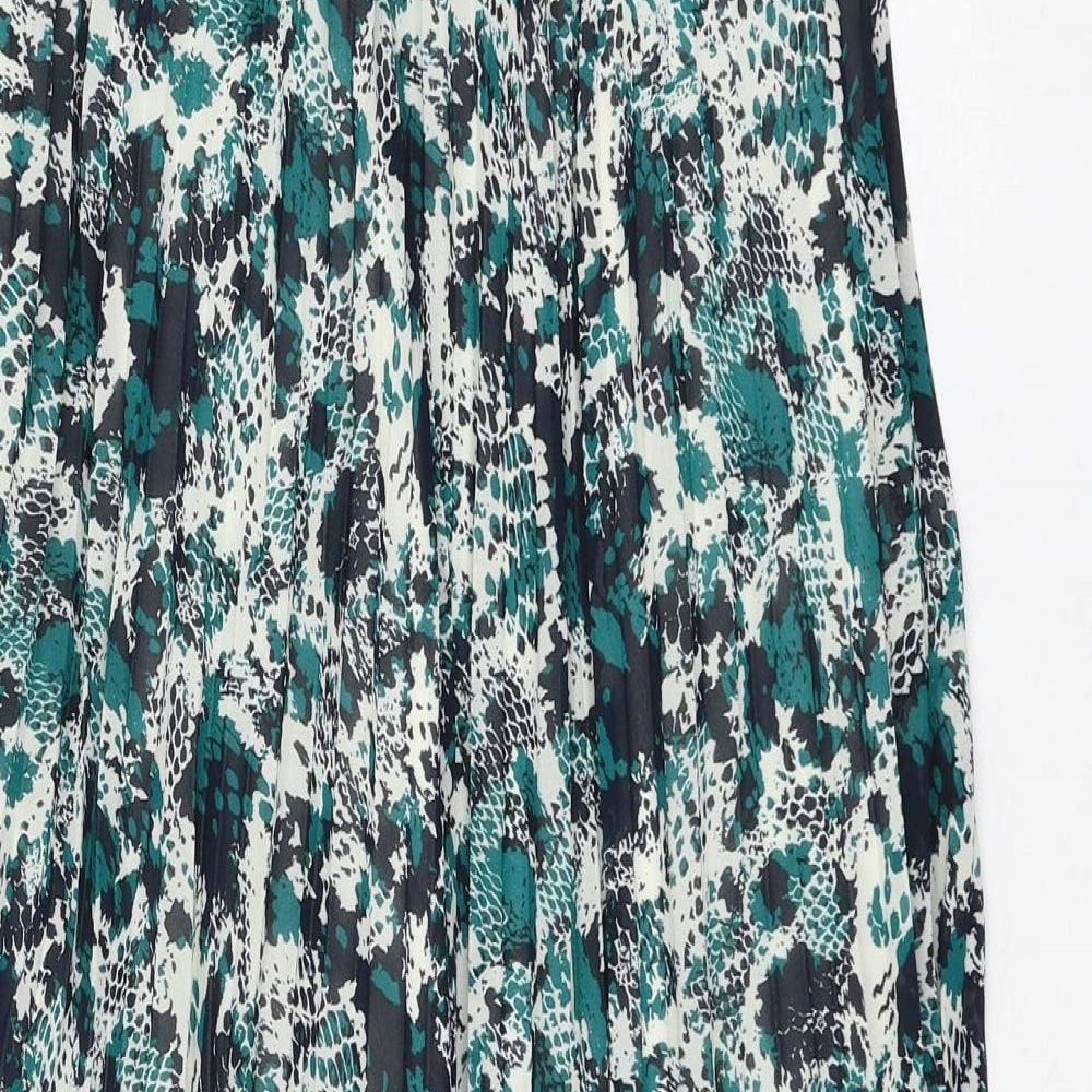 Marks and Spencer Womens Multicoloured Geometric Polyester Pleated Skirt Size 8