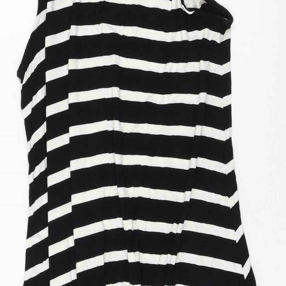 Old Navy Womens Black Striped Viscose Basic Blouse Size M Round Neck