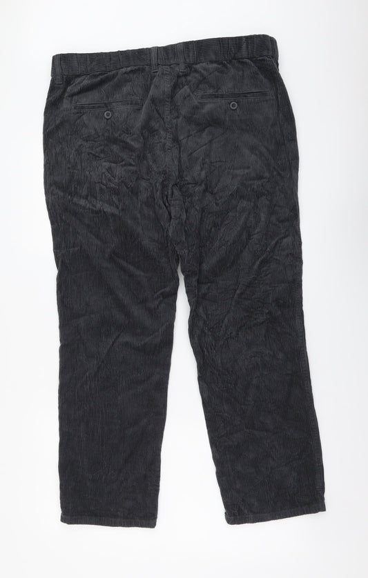 Marks and Spencer Mens Grey Cotton Tapered Jeans Size 38 in L28 in Regular Button