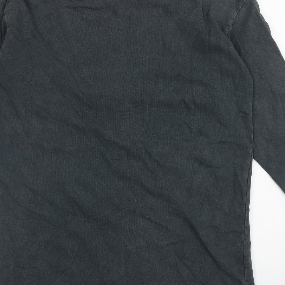 New Look Womens Grey Cotton Tunic Sweatshirt Size 10 Pullover - Embellished Shoulders