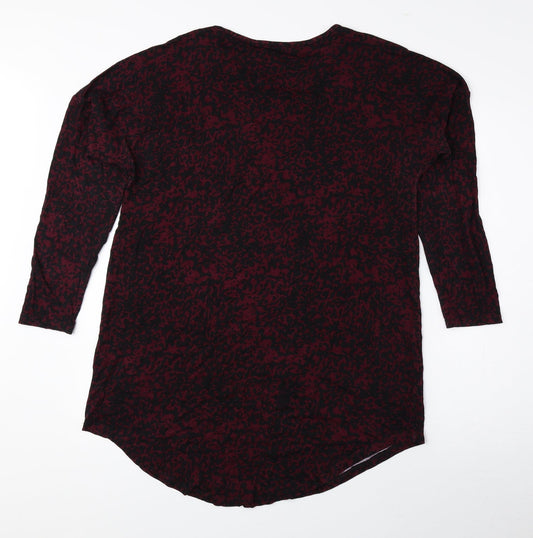 Papaya Womens Black Animal Print Polyester Basic Blouse Size M Round Neck - Cheetah Print