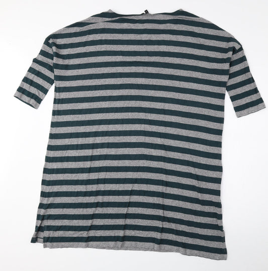 NEXT Womens Green Striped Viscose T-Shirt Dress Size 10 Round Neck Pullover