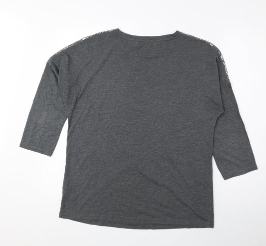 TU Womens Grey Cotton Basic Blouse Size 12 Round Neck