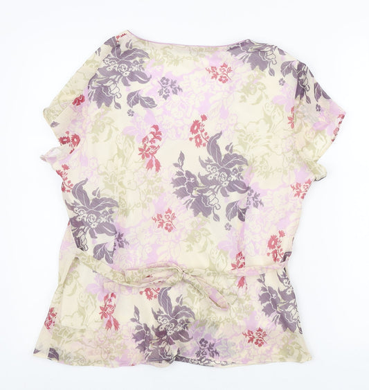 Bonmarché Womens Multicoloured Floral Polyester Basic Blouse Size 16 V-Neck