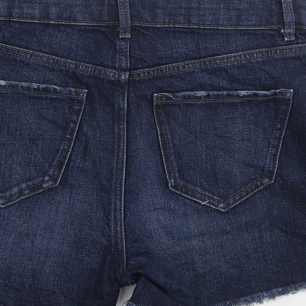 Marks and Spencer Womens Blue Cotton Bermuda Shorts Size 8 L3 in Regular Zip