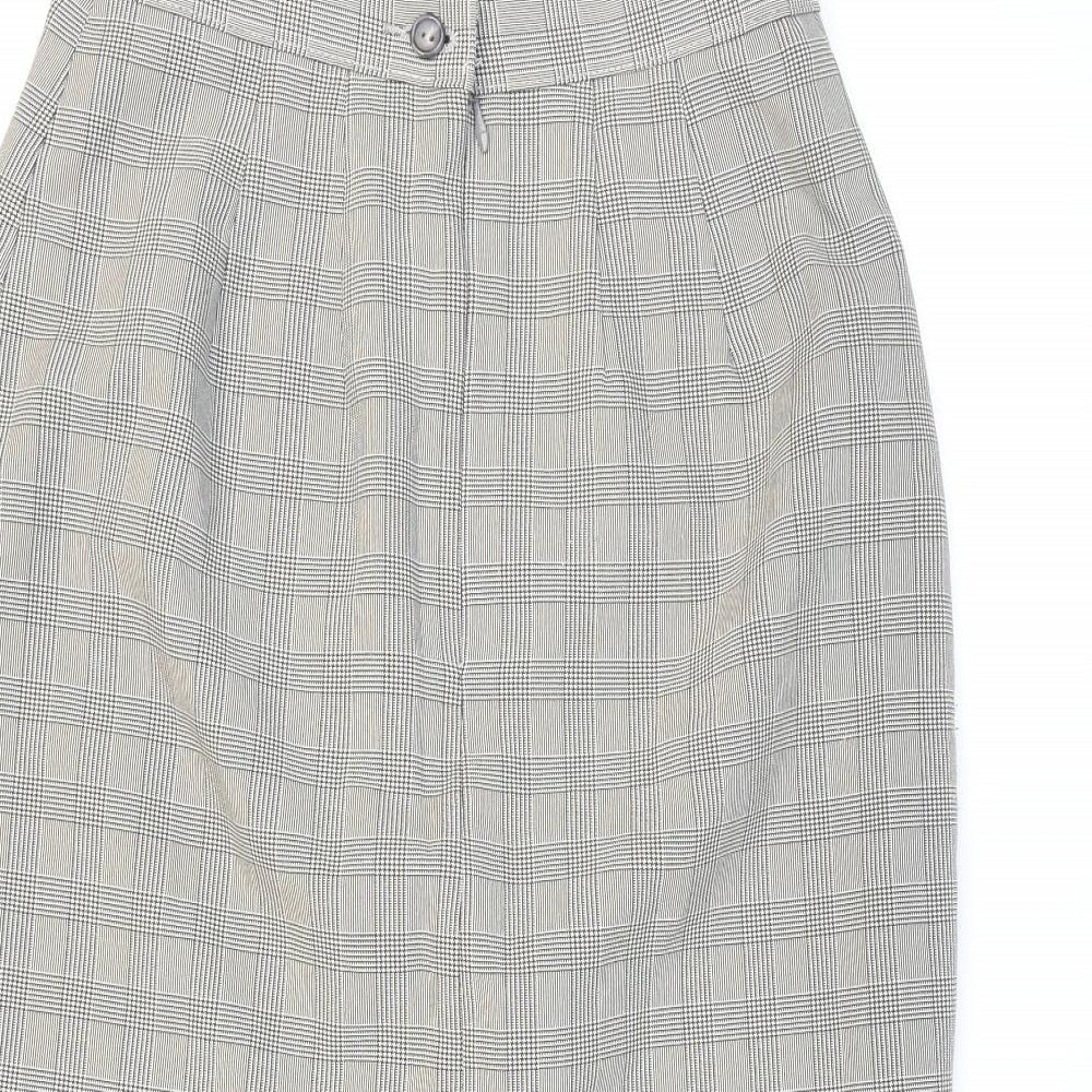 Marks and Spencer Womens Black Check Polyester Straight & Pencil Skirt Size 10 Zip - Formal wear